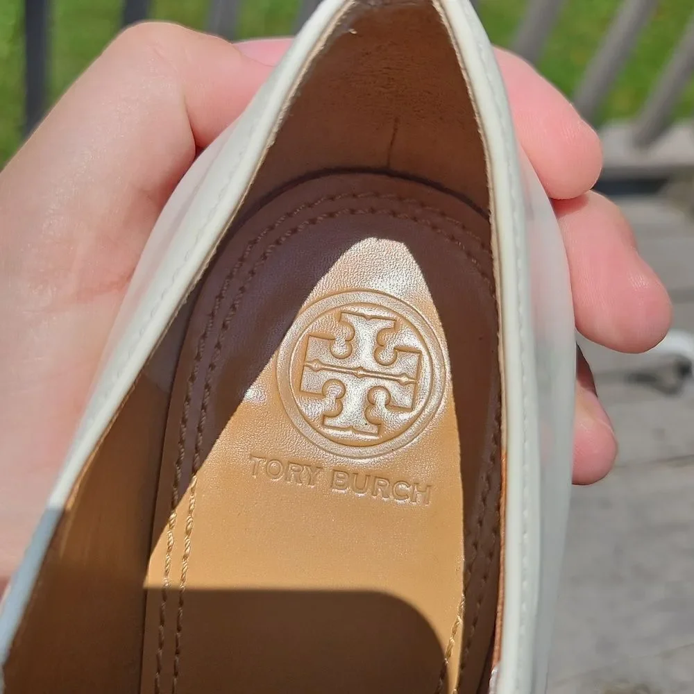 Tory Burch White Patent Leather Pointed Toe Heels – Size 8.5